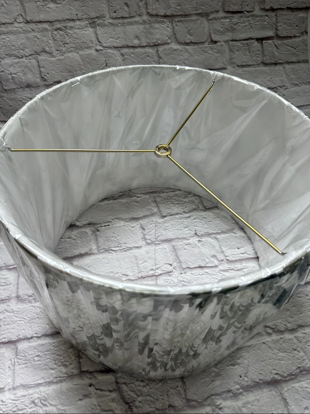 Floral side lamp shade white green NEW